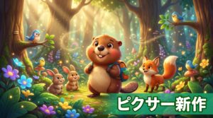 森の中のかわいいビーバーキャラクターのカートゥーン