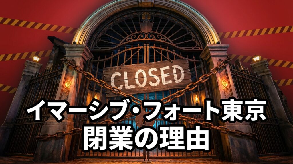 閉鎖されたイマーシブ・フォート東京の華やかな門