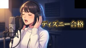 レコーディングスタジオで歌う女優のイラスト