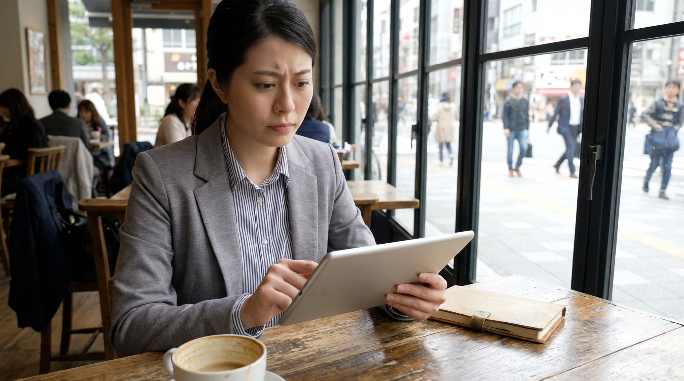 タブレットでチェックリストを確認する女性