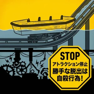 アトラクション緊急停止時の警告