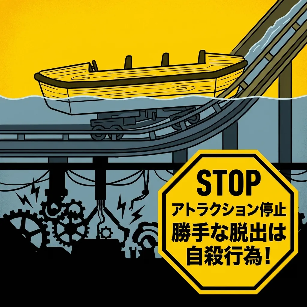 アトラクション緊急停止時の警告