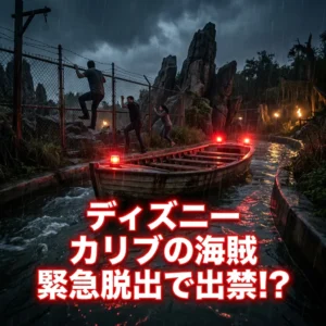 カリブの海賊から緊急脱出する客のシルエット