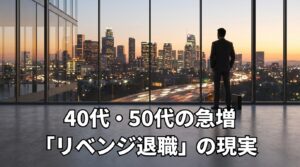 決断を迫られるオフィスに佇むビジネスマンのシルエット