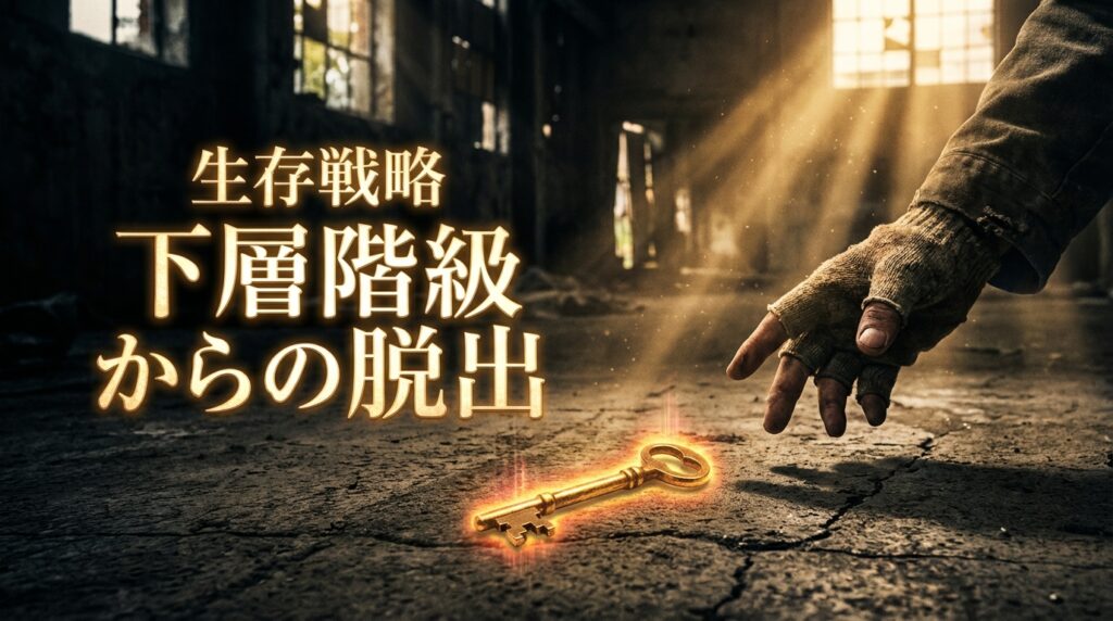 アンダークラスからの脱出と生存戦略を象徴する、暗闇の中の光る鍵